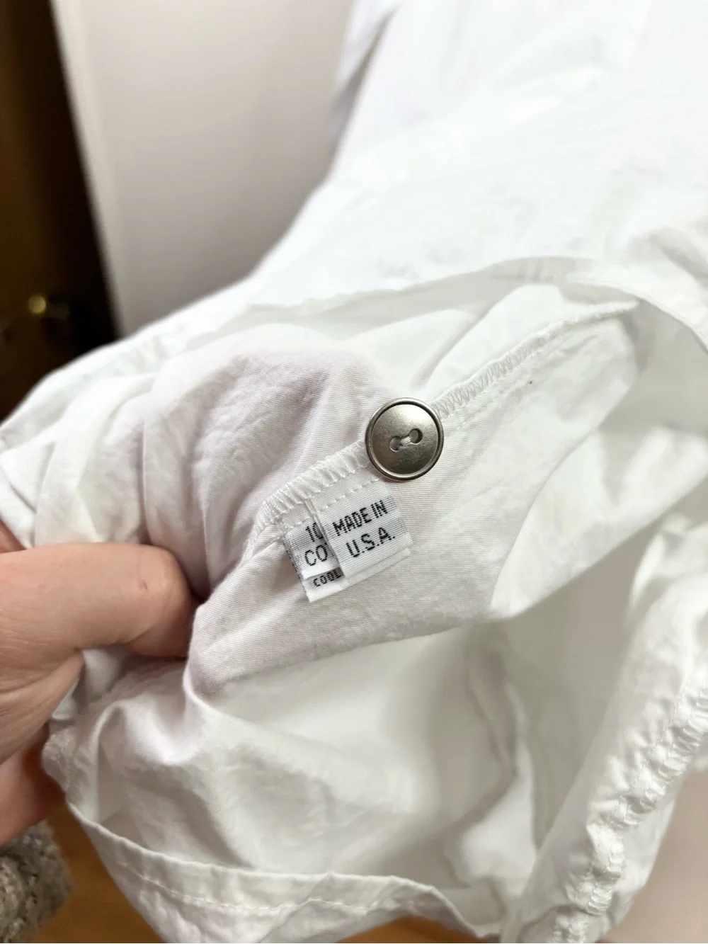 PLANET by Lauren G white long sleeve flow tunic pockets cotton poplin size L (2)